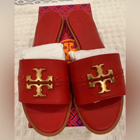 Tory Burch Everly Slide size 8 in Brilliant Red - Brand New in Box! - Picture 2 of 9